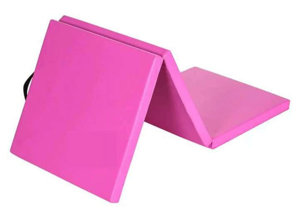 Coinus Sports Tri-Fold Gymnastics Exercise Mat with Handles, 6' x 2' x 2", Pink