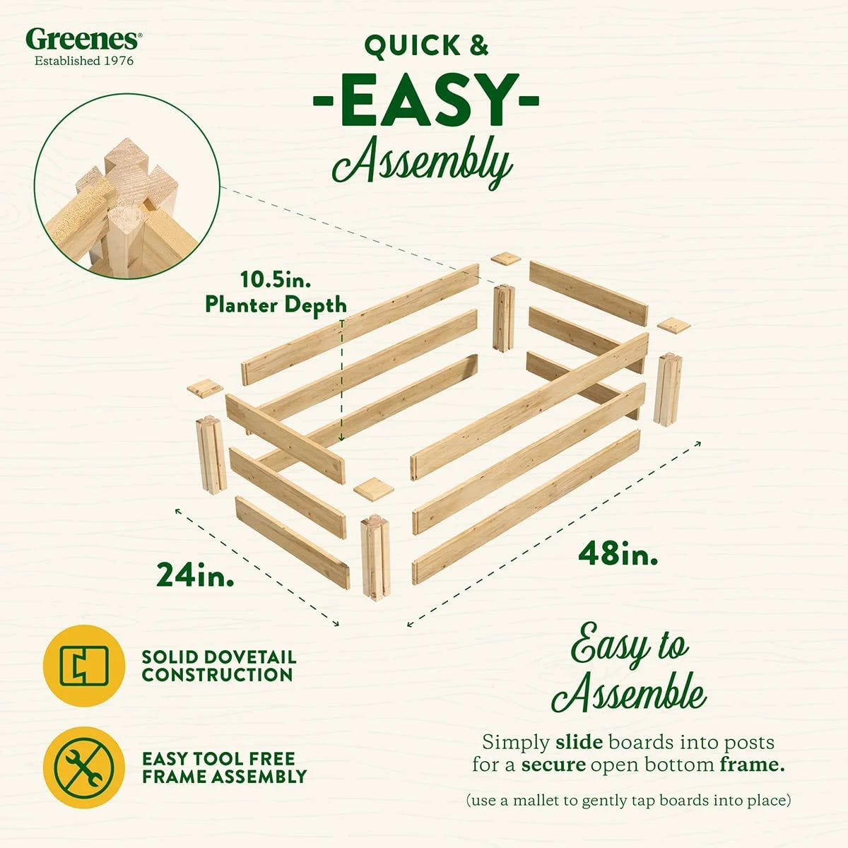 Original Cedar Raised Garden Bed, 2' x 4' x 10.5" - Made in with North Cedar