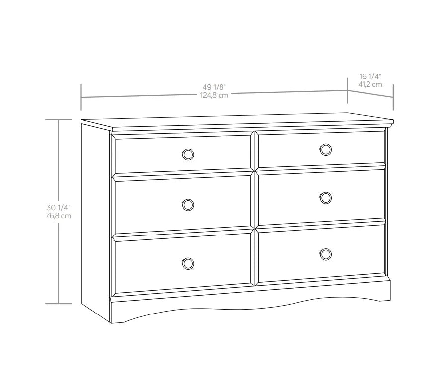 Mainstays Storybook Soft White Dresser, 49.13" L x 16.22" W x 30.24" H