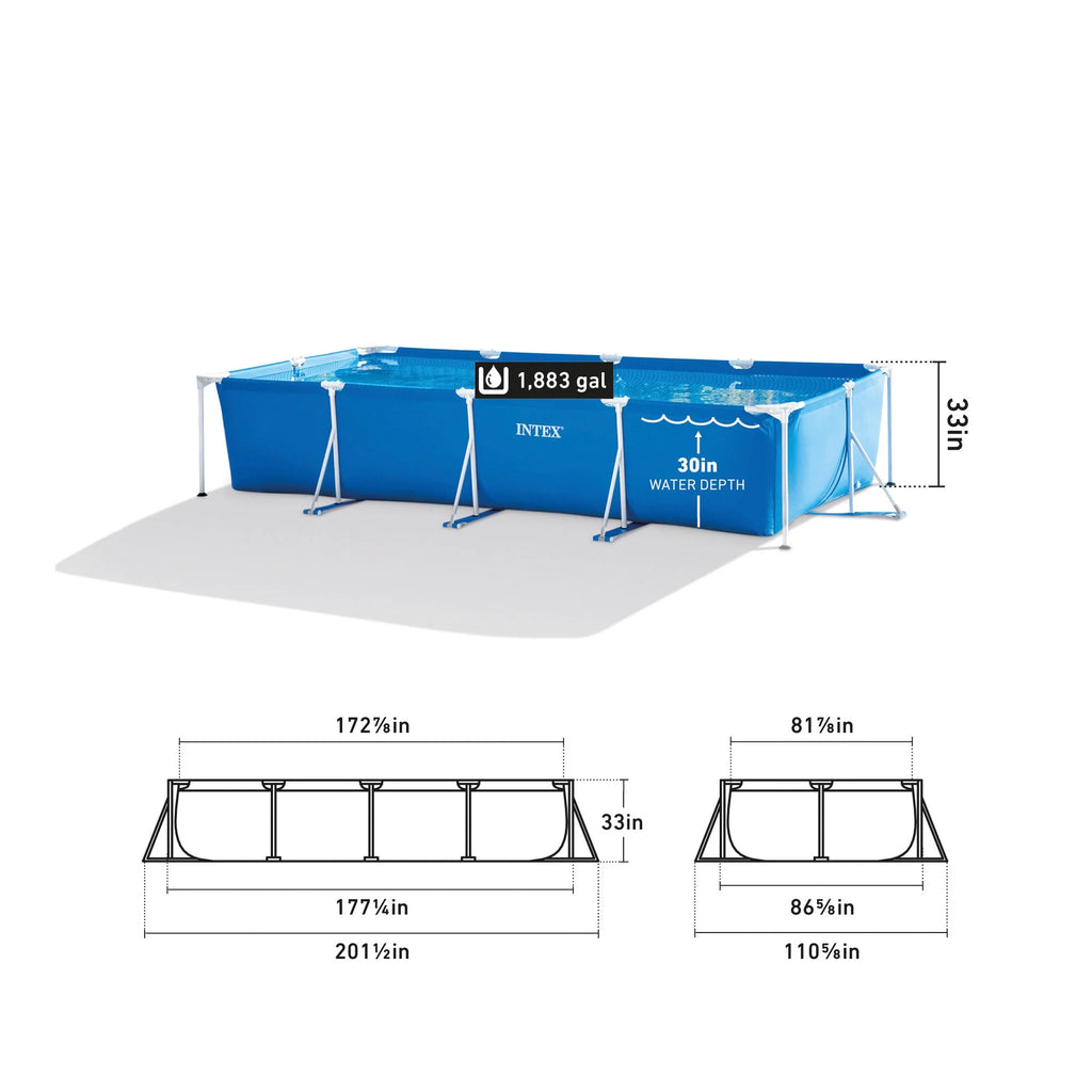 Open Box Intex 14.75ft x 7.3ft x 33In Rectangular Frame Above Ground Pool