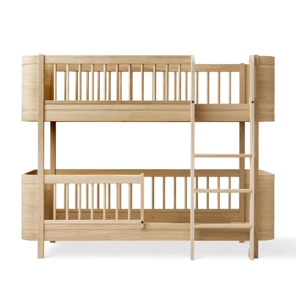 Mini+ Wood Lit superposé mi-haut enfant 68x162 cm avec rangement intégré