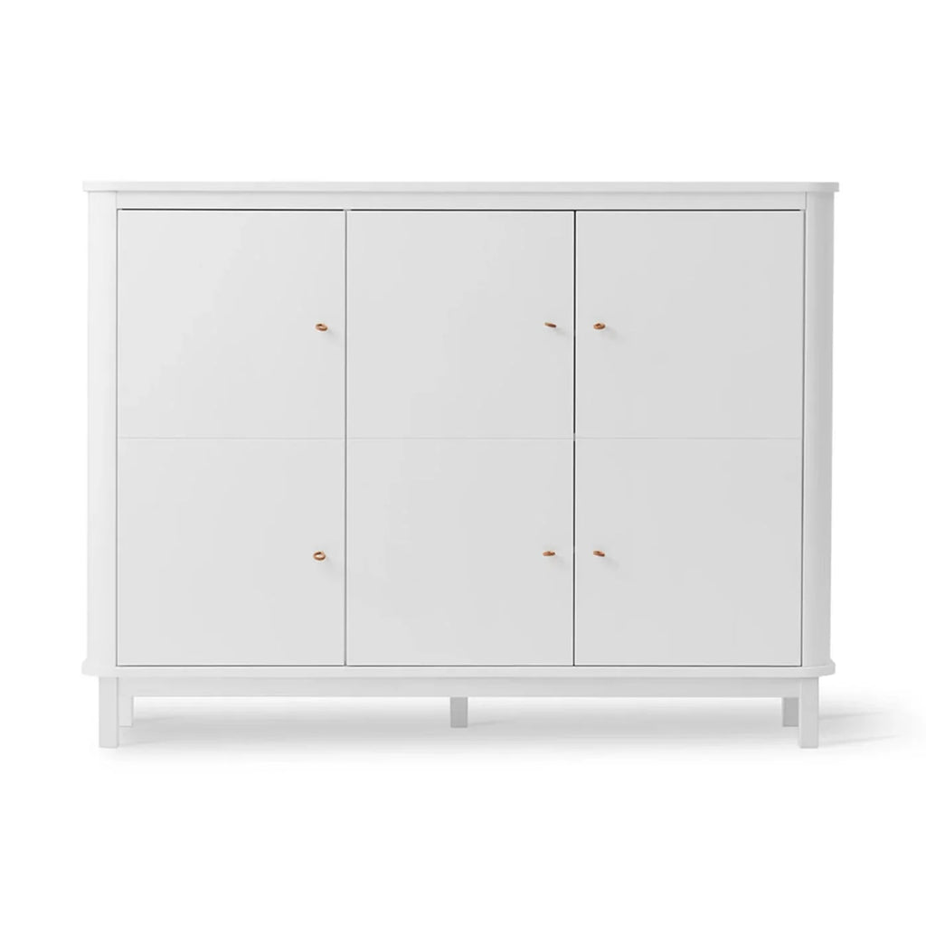 Armoire blanche 3 portes avec penderie et étagères modulables