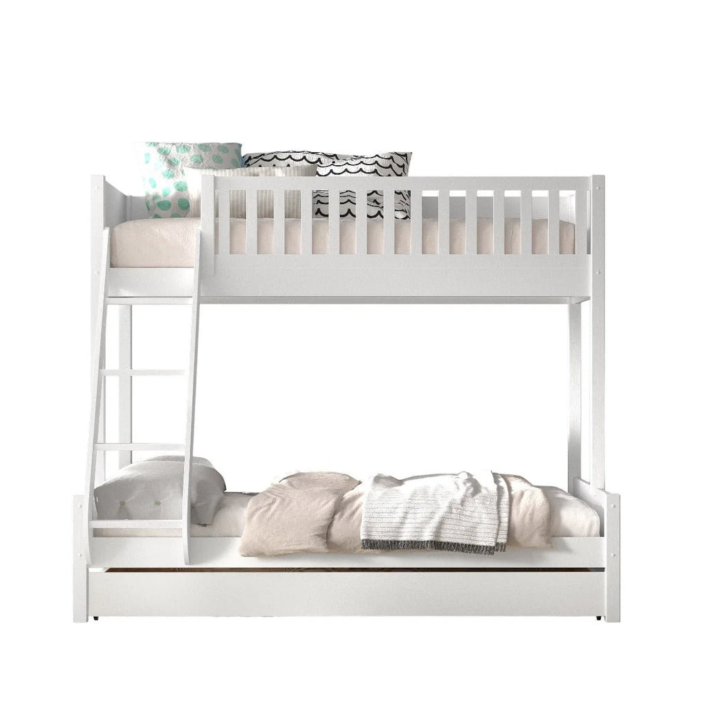 Lit superposé enfant blanc 3 places avec tiroir de rangement