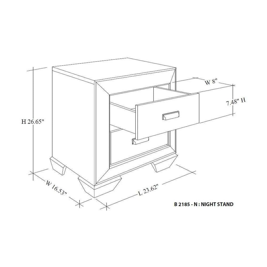 KB B2185-N 27 x 24 x 19 in. Wood Night Stand - Light Brown