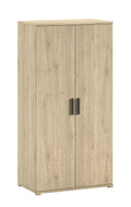 Armoire enfant chêne 2 portes avec étagères et tringle à vêtements