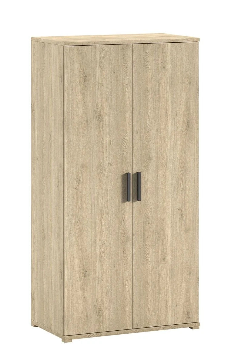 Armoire enfant chêne 2 portes avec étagères et tringle à vêtements