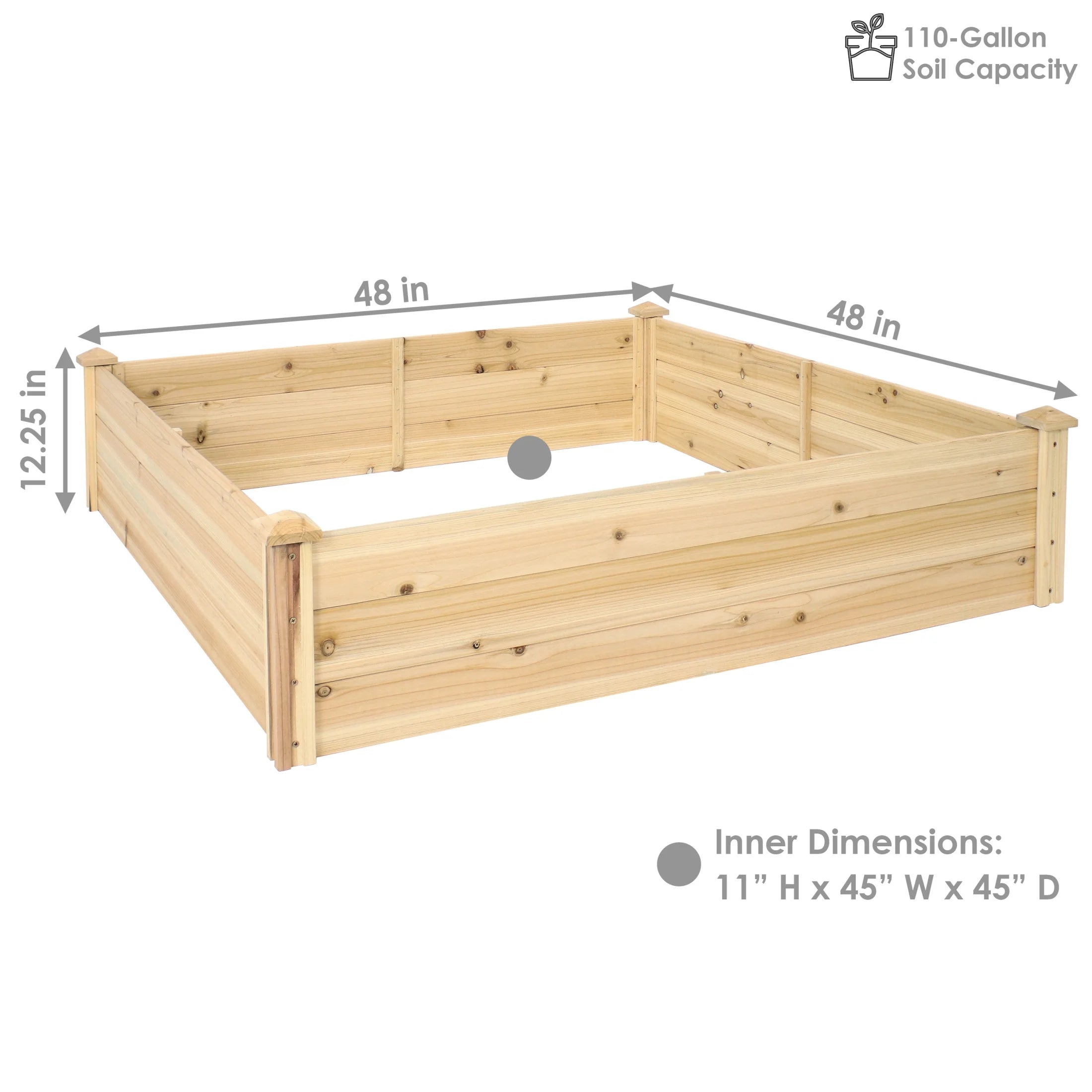 Sunnydaze 24" x 48.25" x 12.25" Rectangular Natural Wooden Outdoor Raised Garden Bed