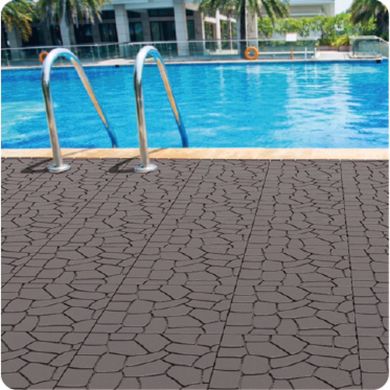BOFANG 12" x 12" x 0.8" Gray Polypropylene Interlocking Floor Mats, 44-Piece