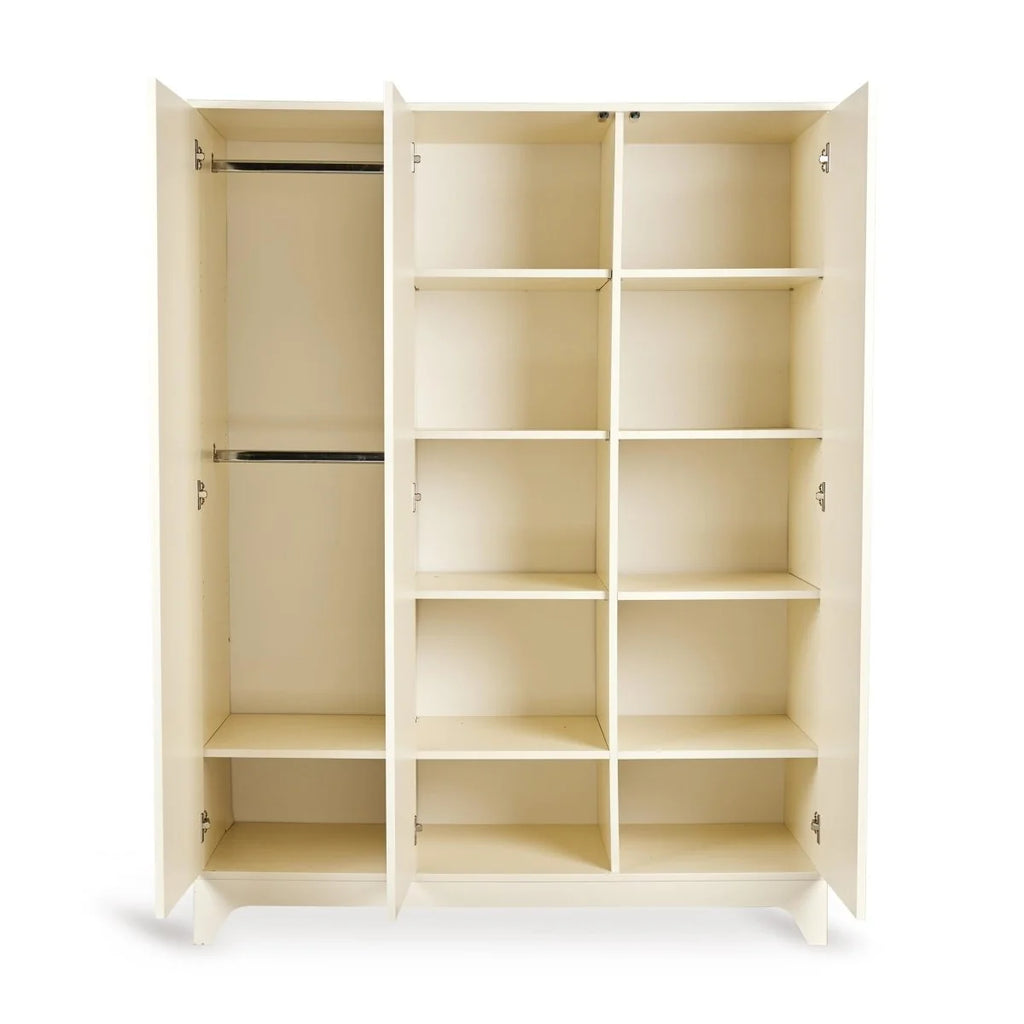 Grande armoire enfant beurre 3 portes avec penderies et étagères réglables