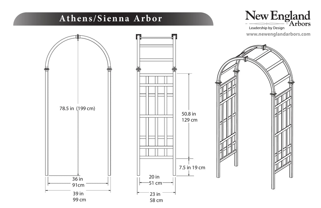 Vita 39 in L x 23 in W x 81 in H Athens Vinyl Arbor, White, VA68111