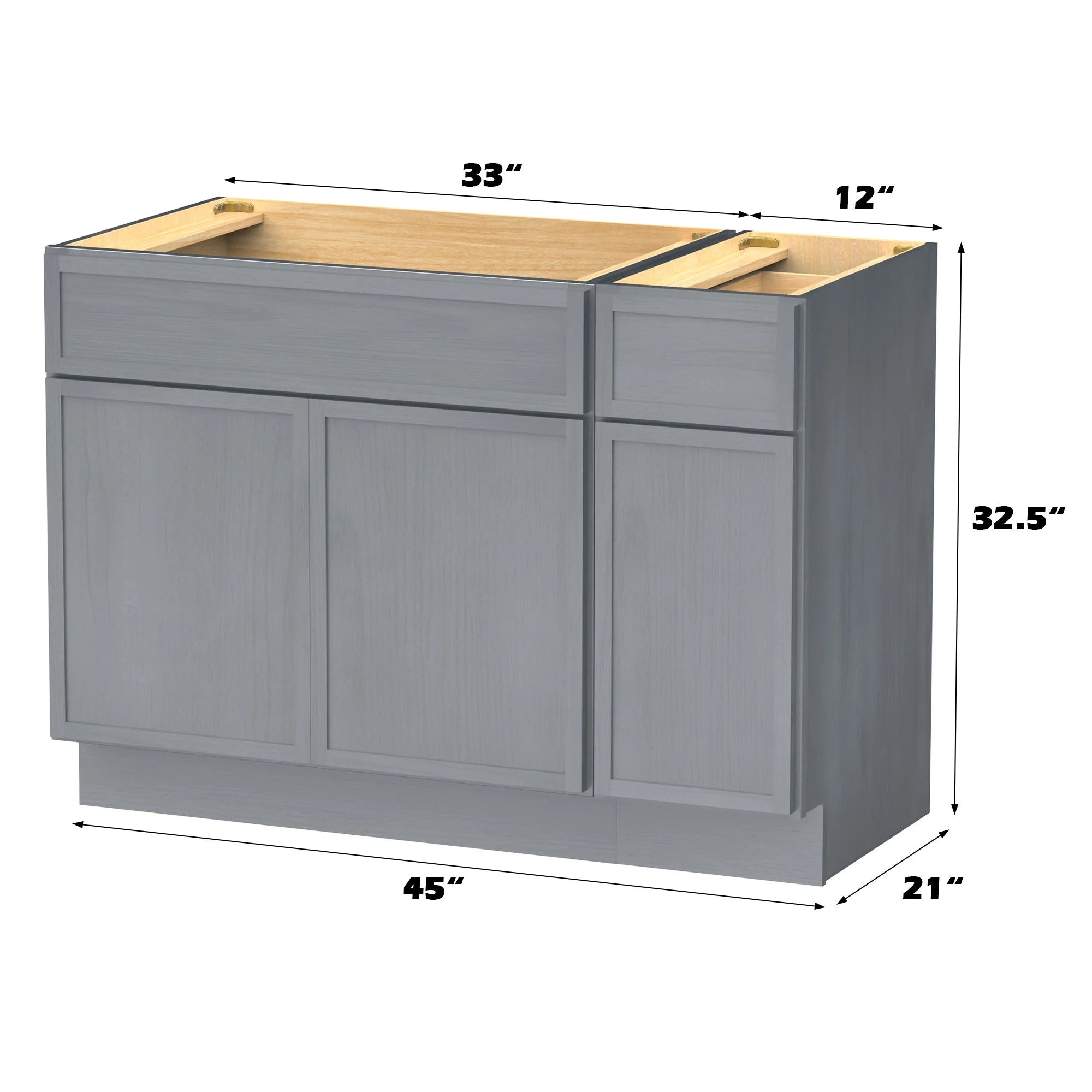 45 in. W x 21 in. D x 32.5 in. H Bath Vanity Cabinet without Top in Brown