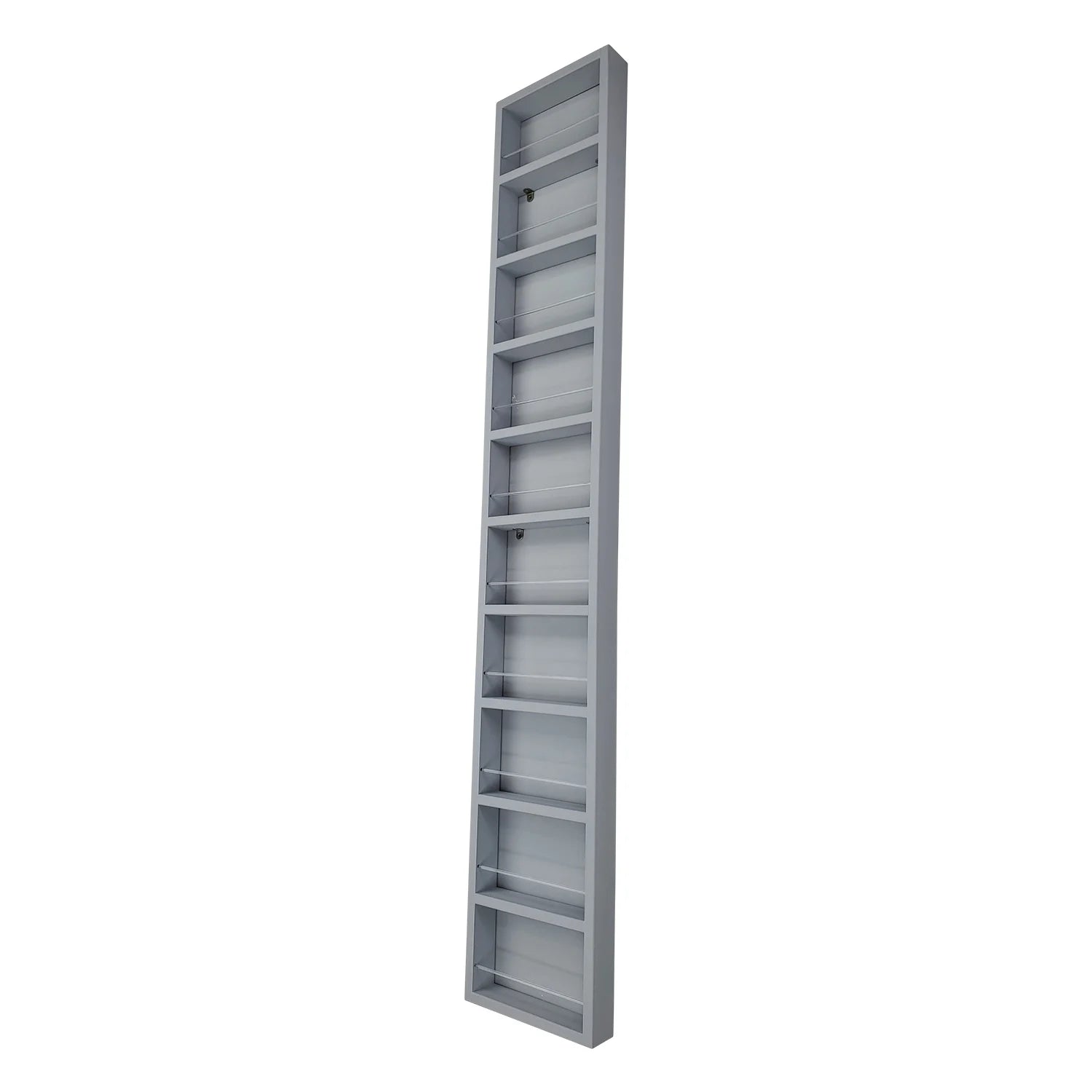 Minos Primed Gray On the Wall Spice Rack 69"h x 11"w x 3.5"d