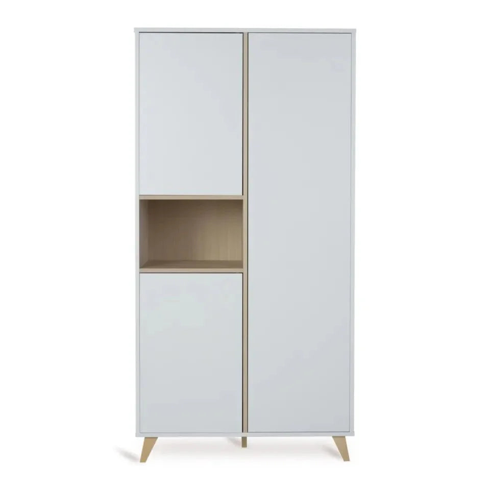 Armoire enfant blanche 3 portes avec étagères réglables et penderies