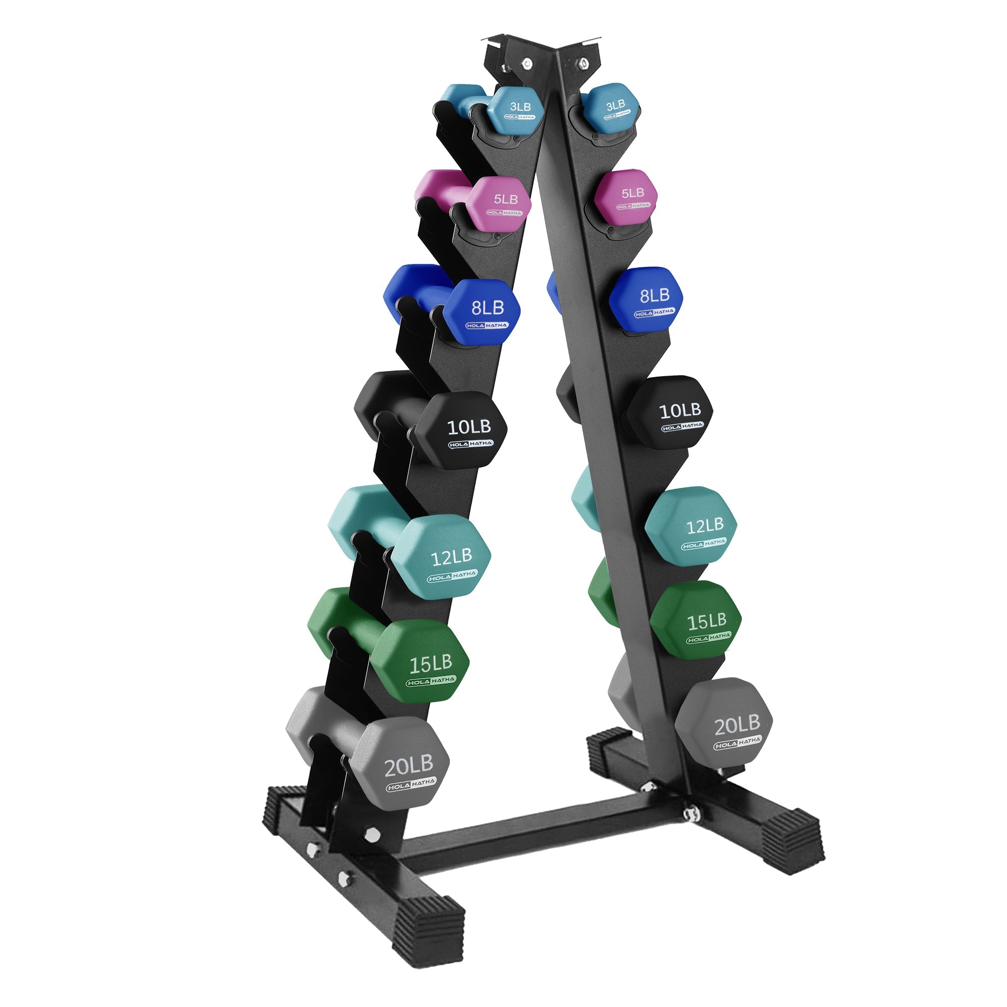 146 lb Dumbbell Set with Rack, Neoprene Coated Hex Dumbbells, 7-Pair Home Workout Weight Set