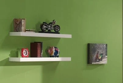 Lot de 2 étagères murales blanches enfant en MDF et pin massif