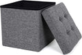 SONGMICS Mazie Collection - Tabouret de Rangement, Repose-Pieds Pliable de 38 cm, Petit Pouf, Montage Facile, pour Salon, Chambre, Entrée, Gris Foncé LSF27Z