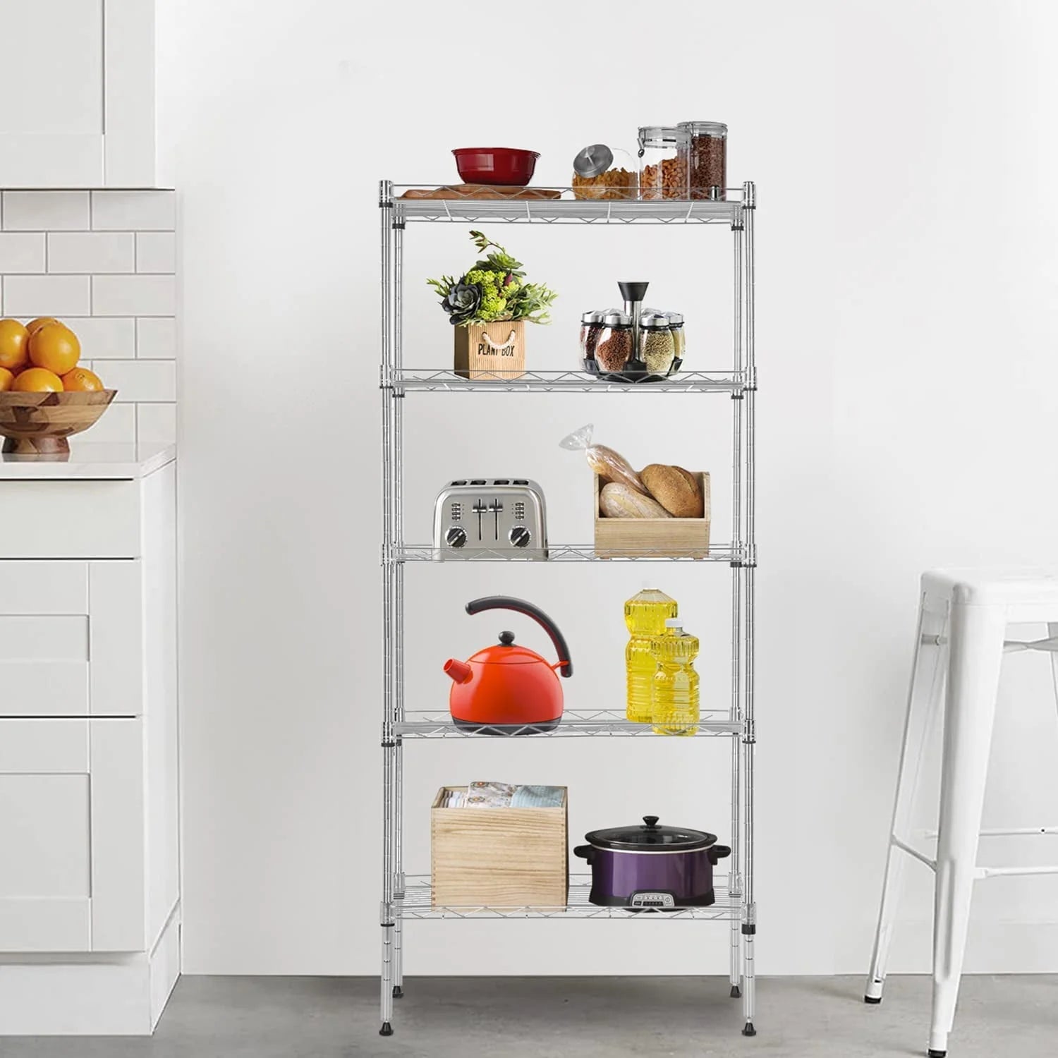FDW Adjustable Storage Shelves Metal Storage Shelf(Chrome, 21.5L x 11.6W x 47.6H)