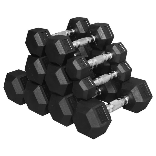 BalanceFrom Non Slip Grip Rubber Hex Dumbbell Set, 5.00 x 12.00 x 5.00 in