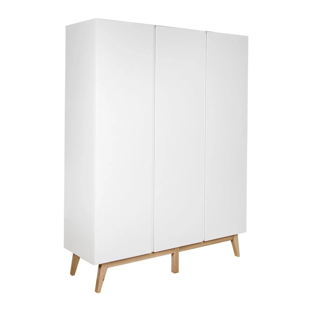 Grande armoire enfant blanche 3 portes avec penderies et étagères