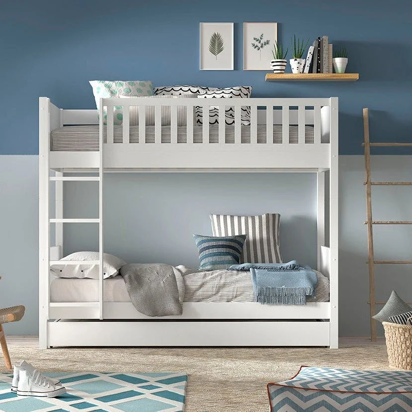Lit superposé enfant blanc 2 places avec tiroir compatible
