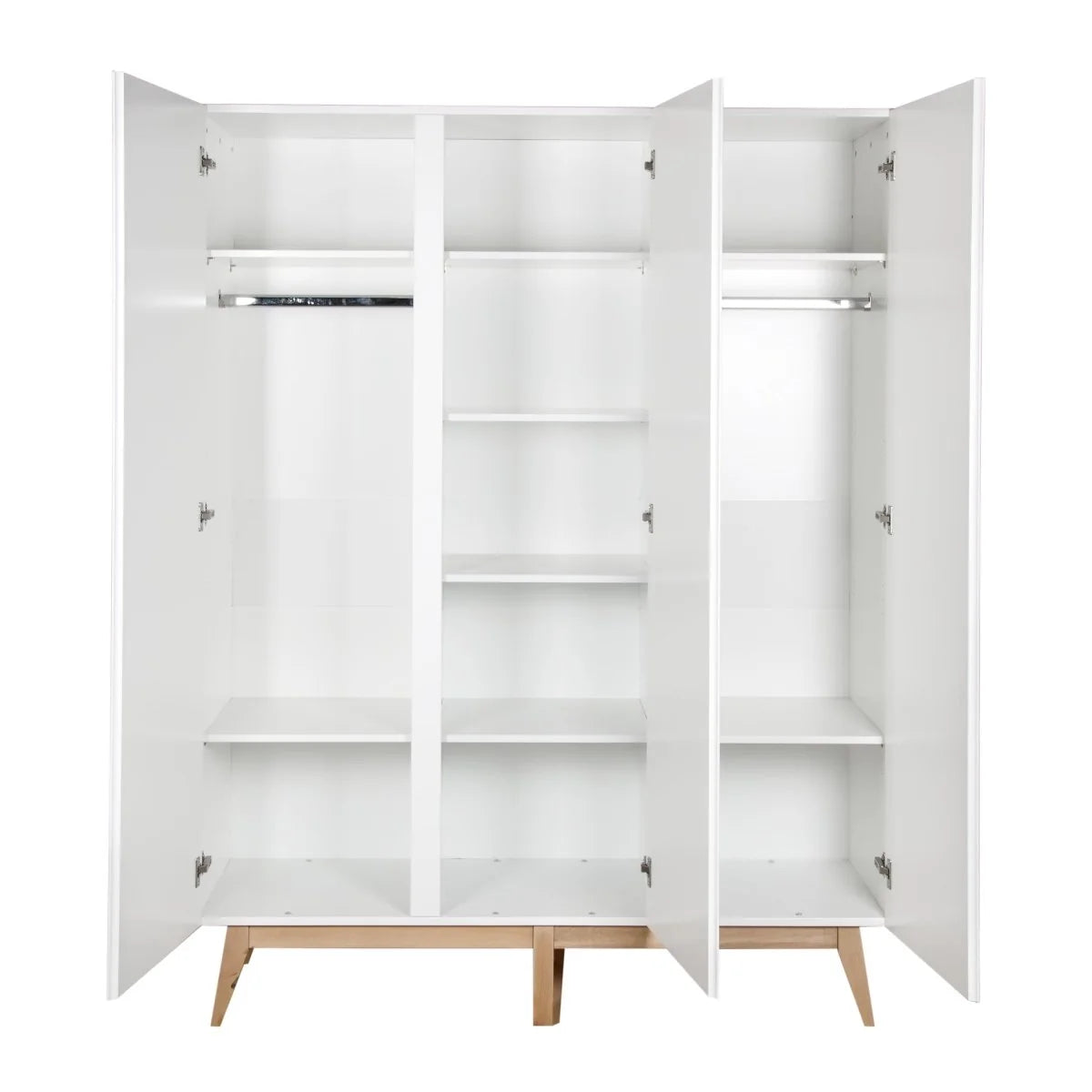Grande armoire enfant blanche 3 portes avec penderies et étagères