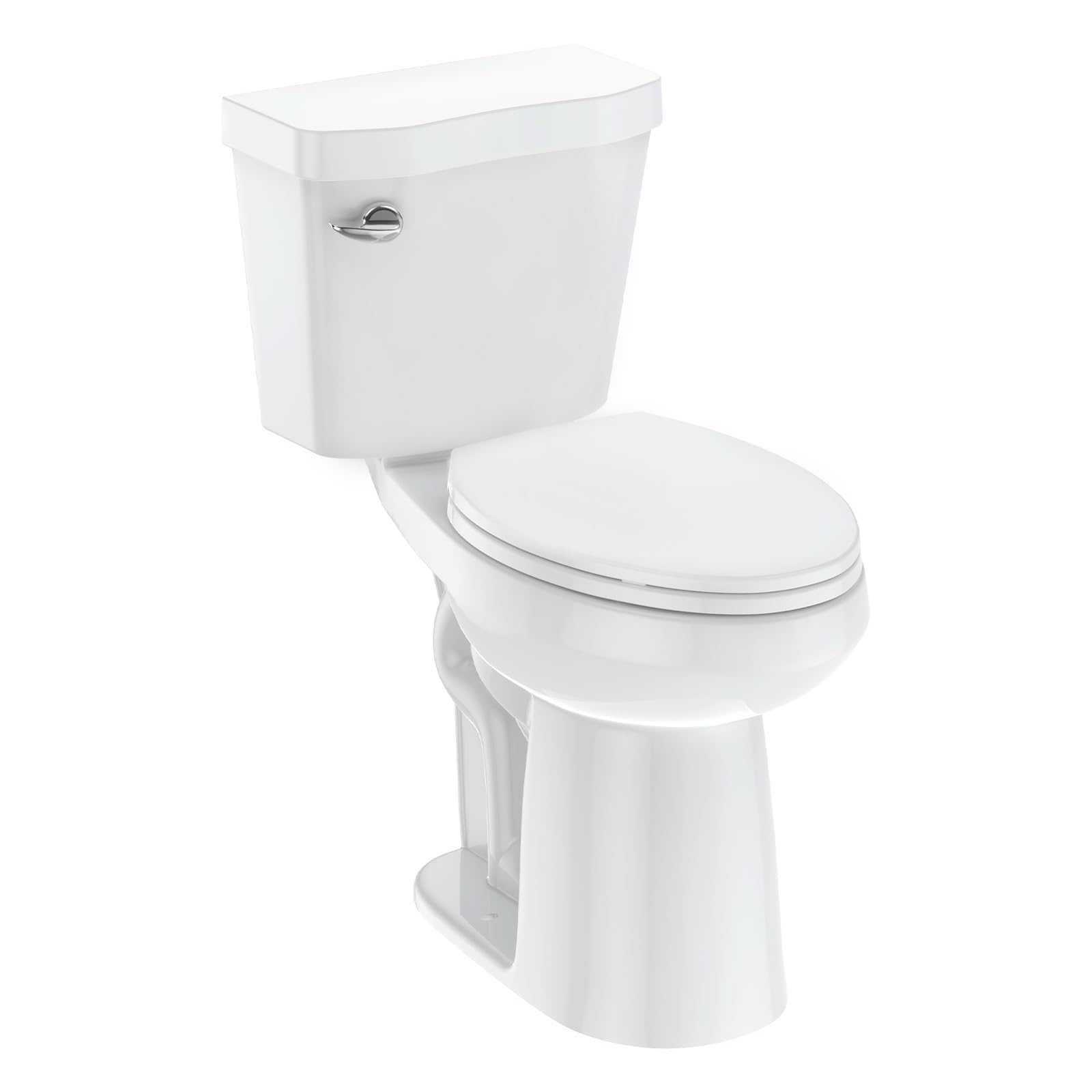 Elongated Two-Piece Toilet with Soft Close Seat - 1.28 GPF Siphonic Flush ADA Universal Height Cotton White