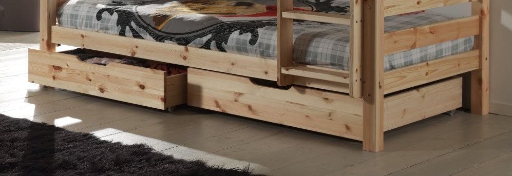 Lit superposé enfant pin naturel 90x200 cm hauteur 140 cm avec sommier inclus