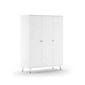 Armoire enfant blanche 3 portes avec étagères et tringle à vêtements