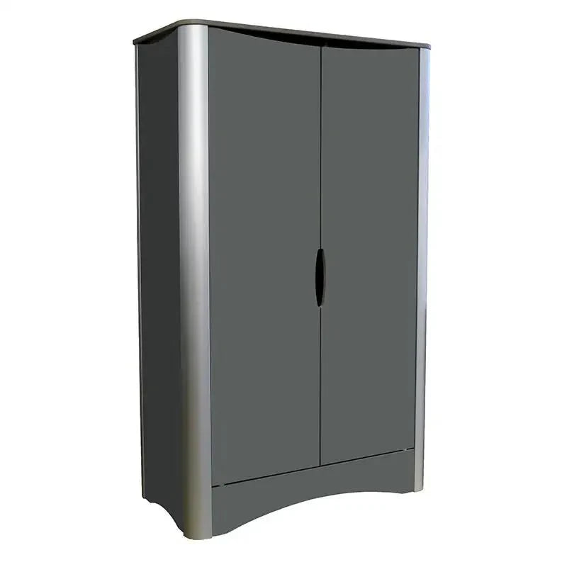 Armoire enfant bois et aluminium 2 portes avec penderie et étagères