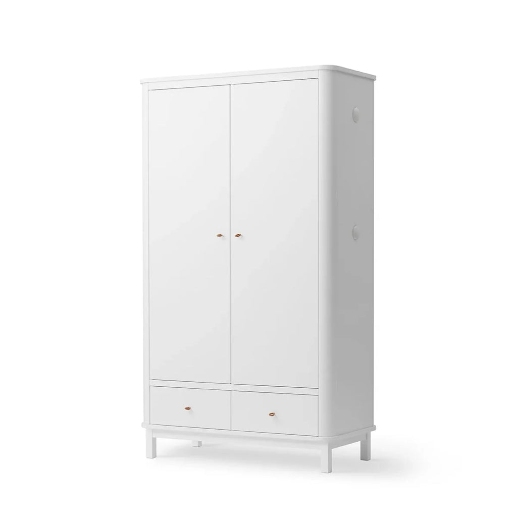 Armoire blanche 2 portes avec penderie, tiroirs et étagères modulables