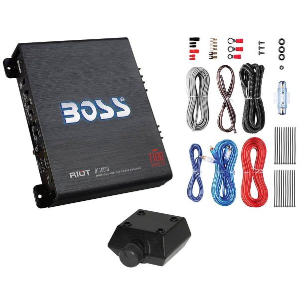 MTX Terminator Dual 12-Inch Loaded Subwoofer System with Boss Audio 1100W Mono Amplifier, Wiring Kit & 2-Farad Capacitor