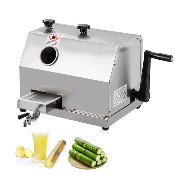 Manual Sugar Cane Juicer Machine - Stainless Steel Sugarcane Press with 3 Rollers and 110 lb/h Capacity