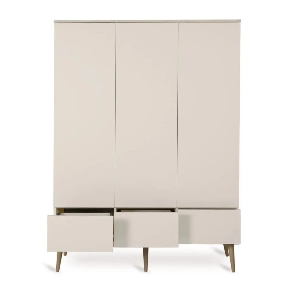 Armoire enfant argile 3 portes avec 3 tiroirs et 2 penderies
