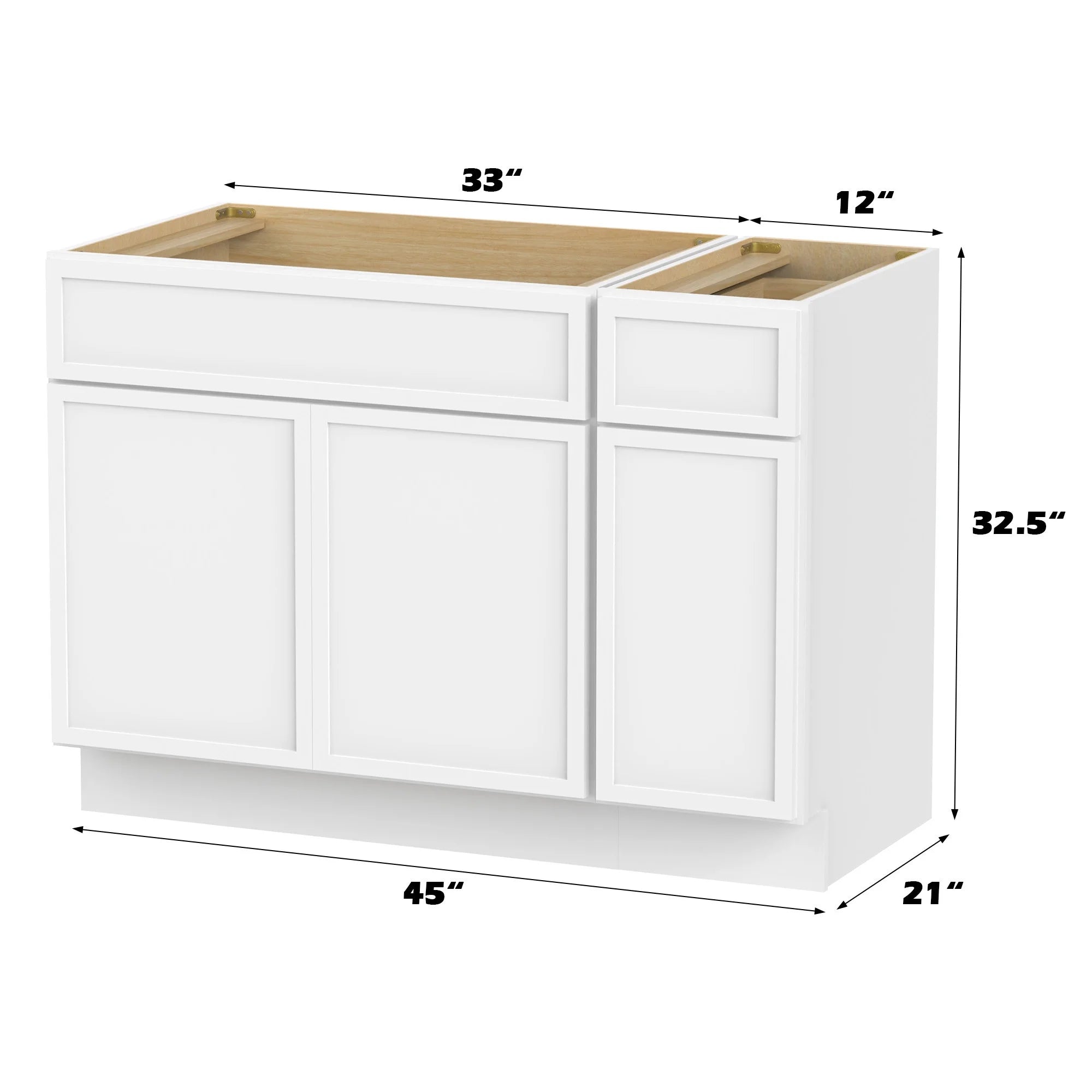 45 in. W x 21 in. D x 32.5 in. H Bath Vanity Cabinet without Top in Brown