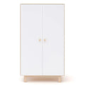 Armoire enfant blanc et bois avec penderie et étagères réglables