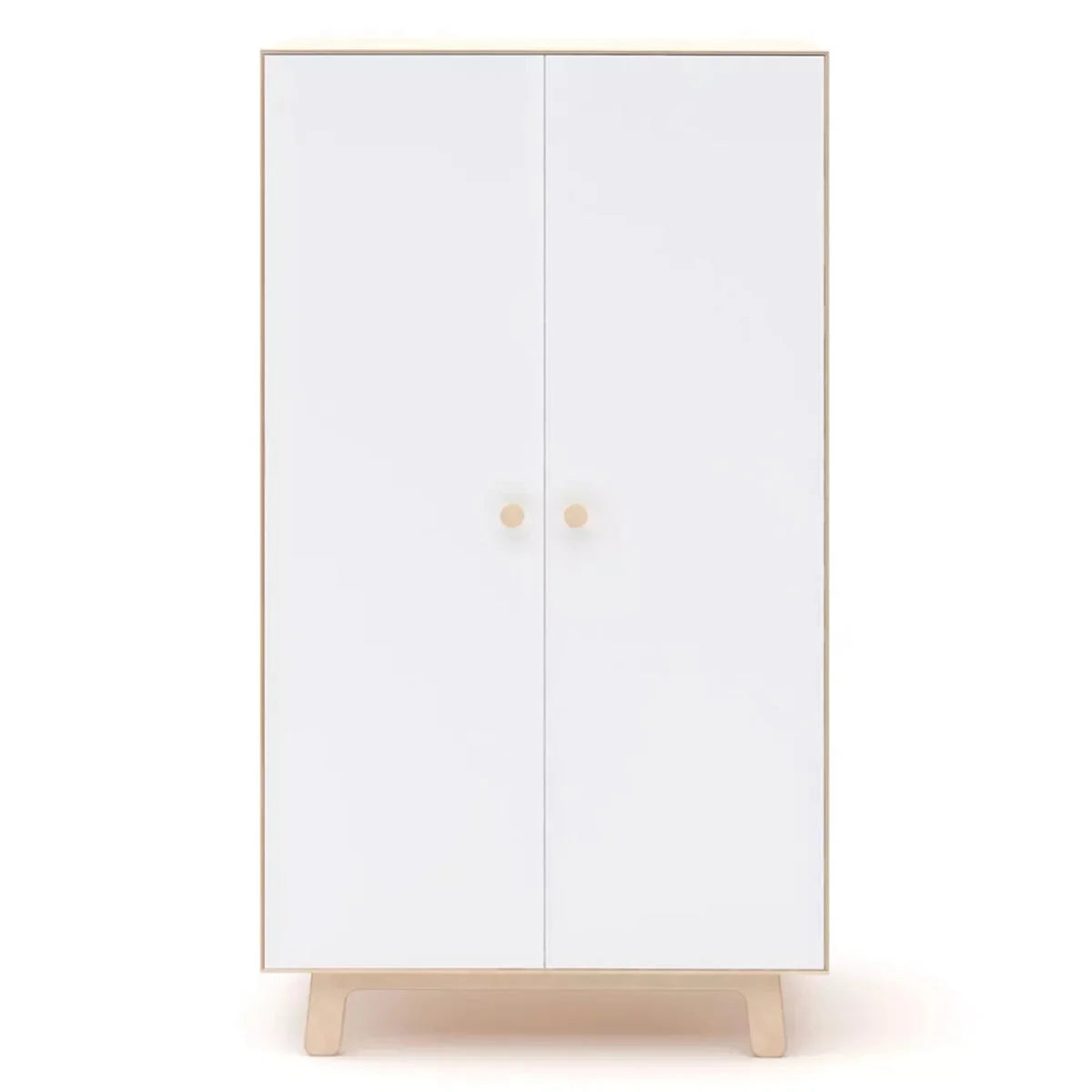 Armoire enfant blanc et bois avec penderie et étagères réglables