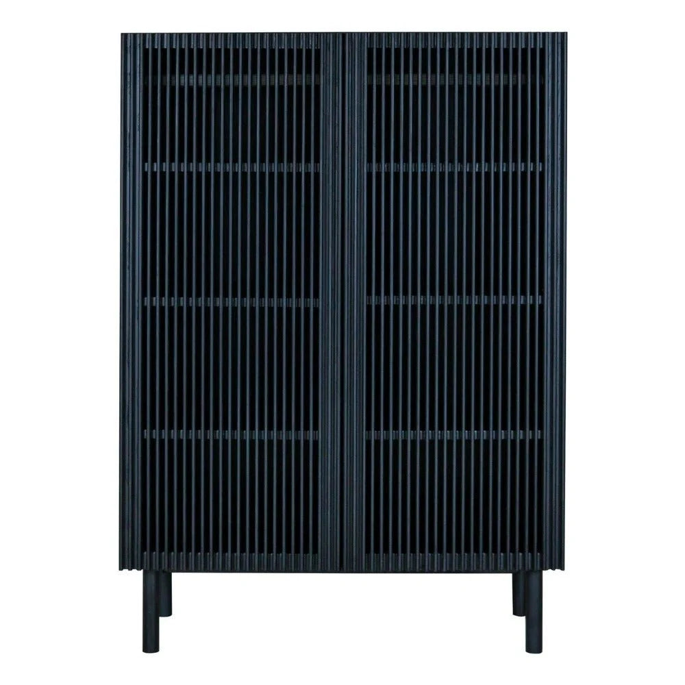 Armoire enfant noire en chêne avec 4 étagères et 2 penderies