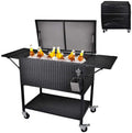 80 Quart Rolling Cooler Cart - Wicker Outdoor Ice Chest with Insulated Storage, Wheels and Bottle Opener