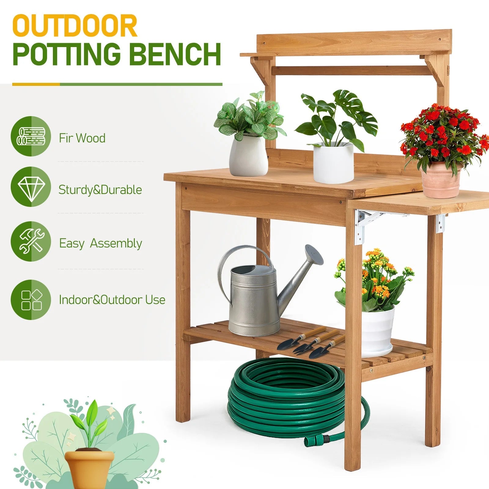 SgoodS 51.2 in x 45.3 in x 17.9 inGarden Potting Bench Table Outdoor Work bench Station