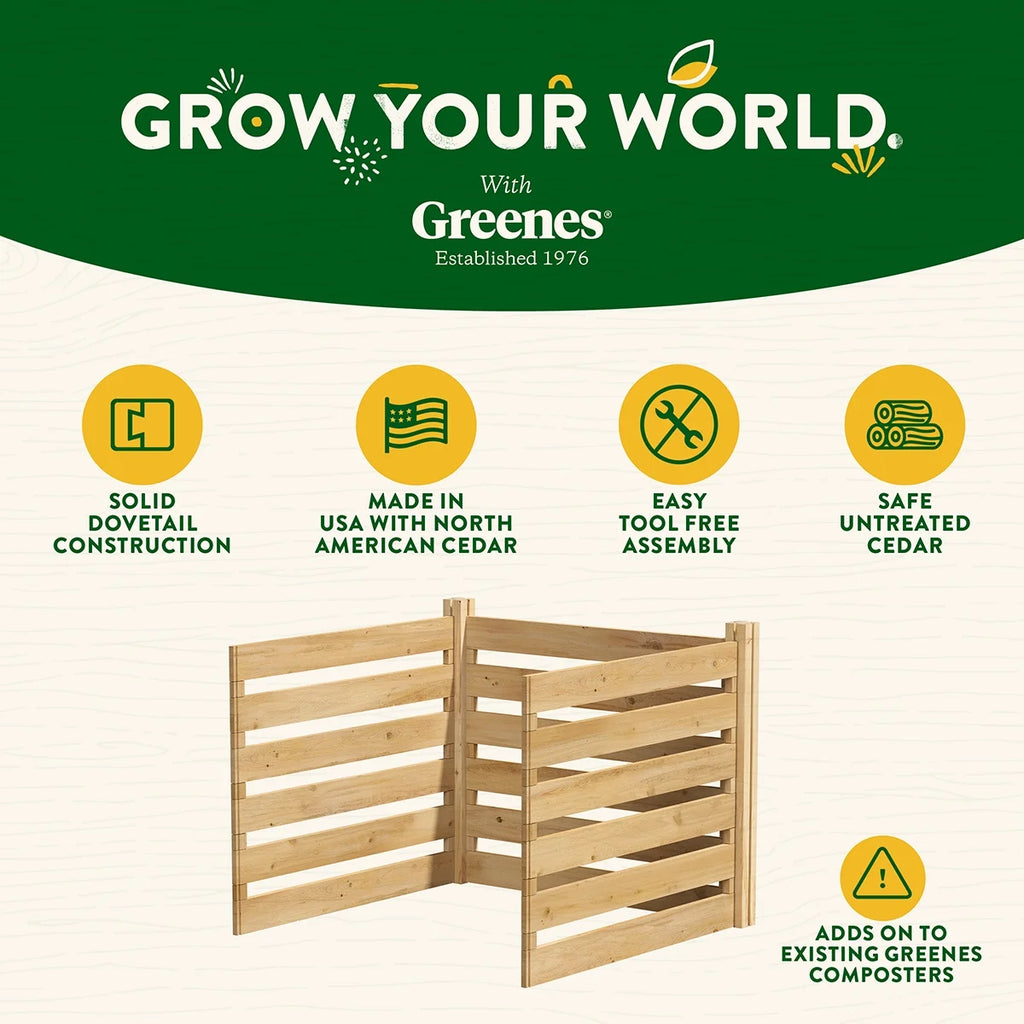Greenes Fence Cedar Wood Composter Add-On Kit 36" x 36" x 31", 173.92 gal
