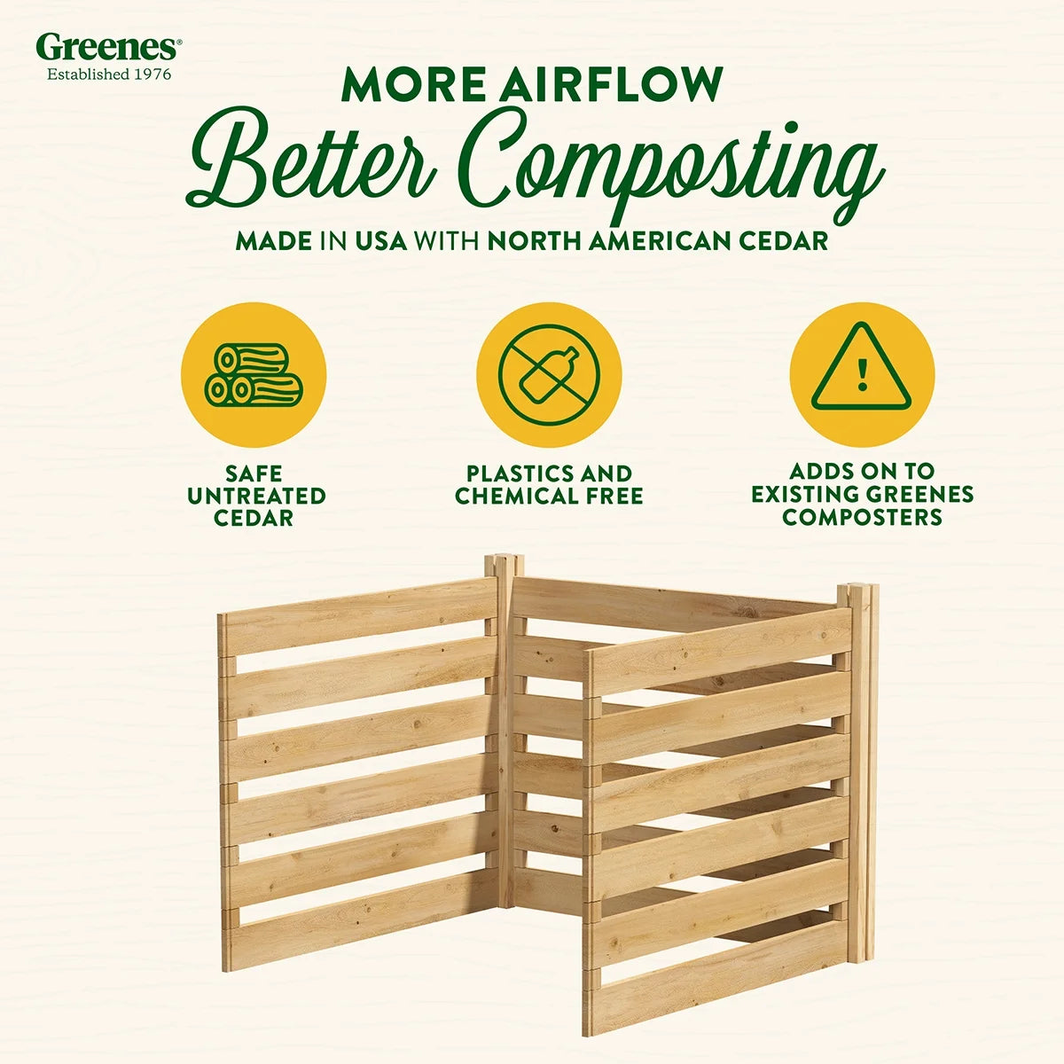 Greenes Fence Cedar Wood Composter Add-On Kit 36" x 36" x 31", 173.92 gal