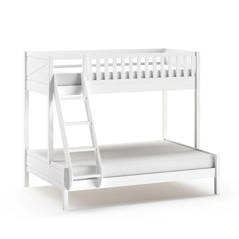 Lit superposé enfant blanc 3 places avec tiroir de rangement