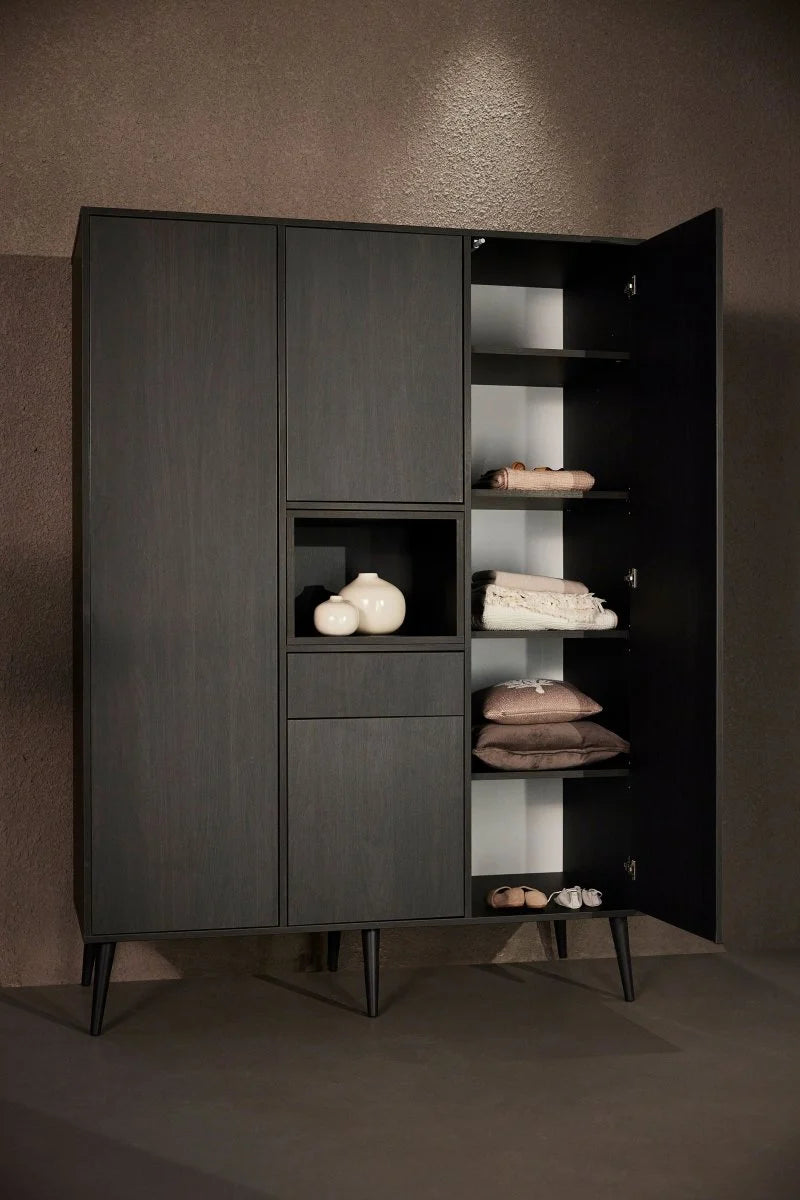 Grande armoire enfant ébène 4 portes avec penderies et tiroir