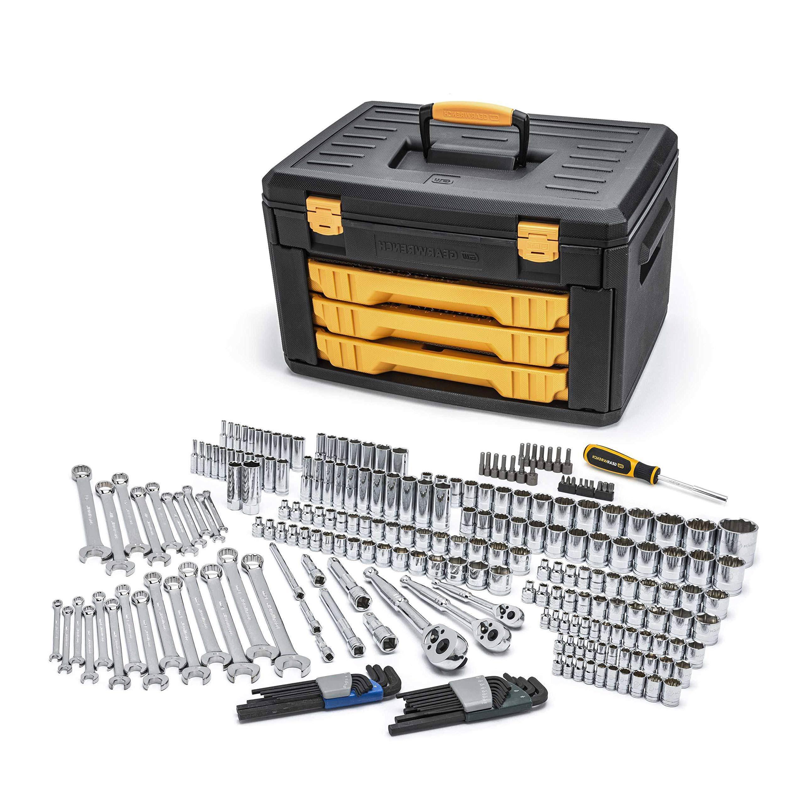 Allen 3-Drawer Mechanics Tool Set - SAE & Metric Sockets, Ratchets, Wrenches and Storage Case