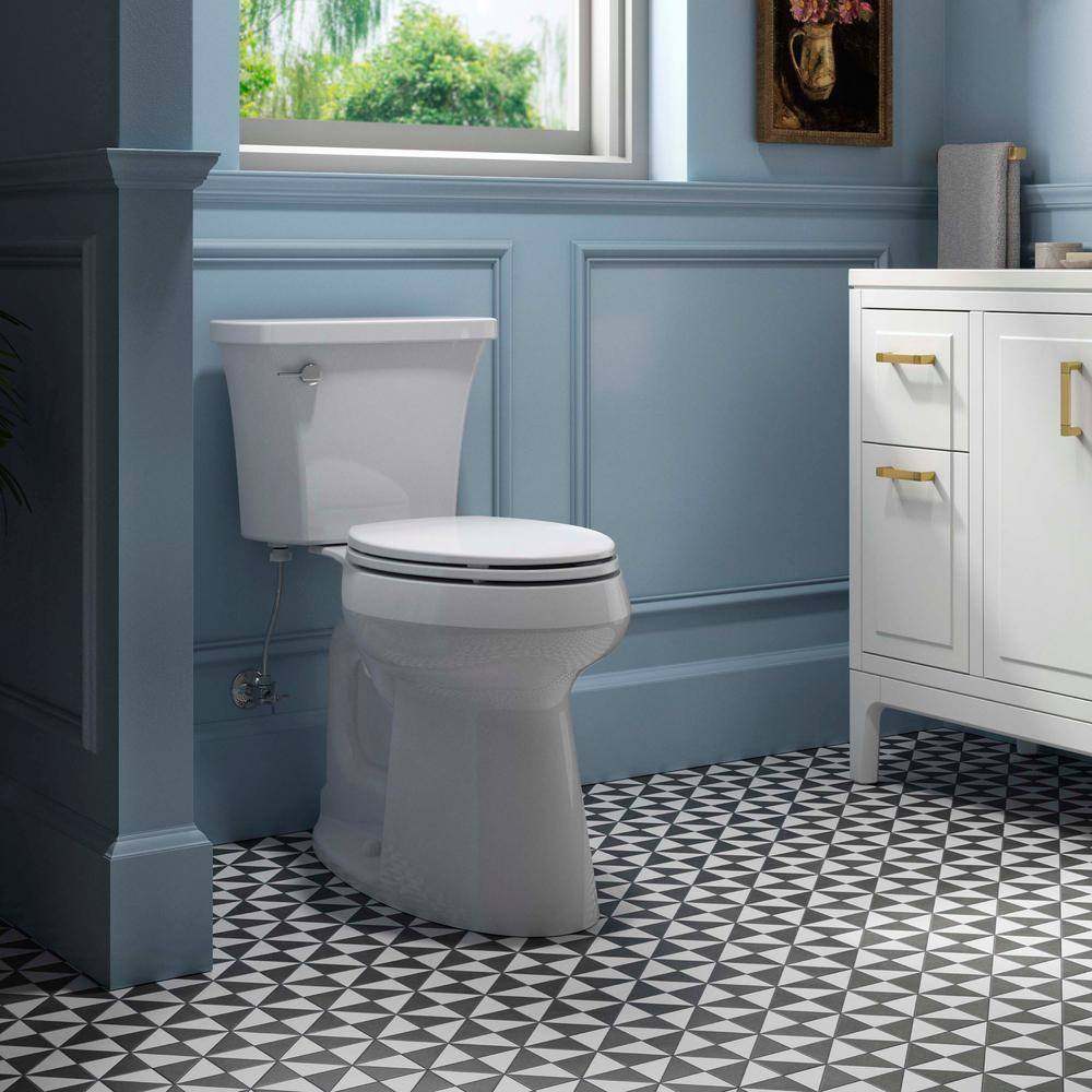 Highline Arc 19-Inch Extra Tall Elongated Toilet with Slow-Close Seat, 1.28 GPF Complete Installation Kit