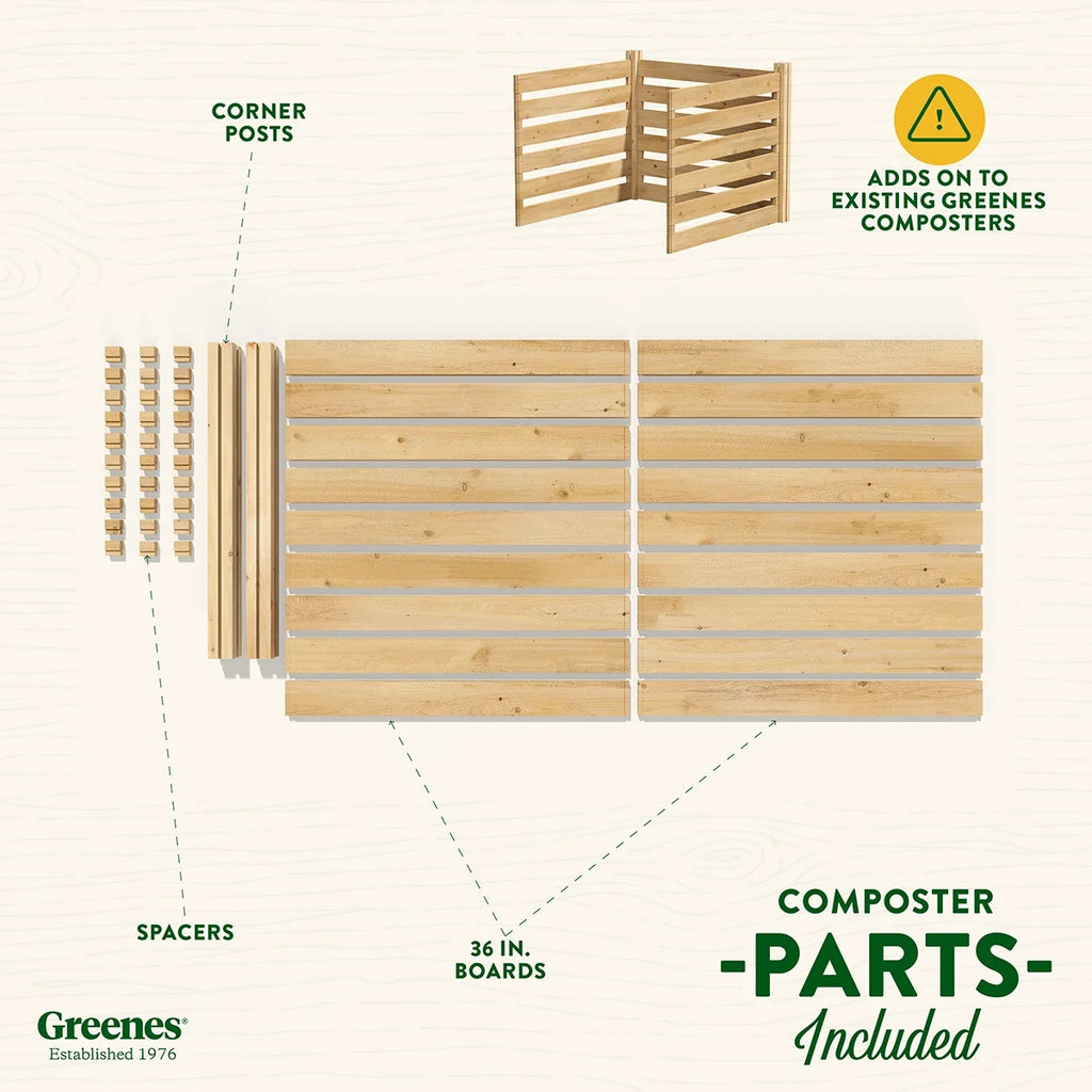 Greenes Fence Cedar Wood Composter Add-On Kit 36" x 36" x 31", 173.92 gal