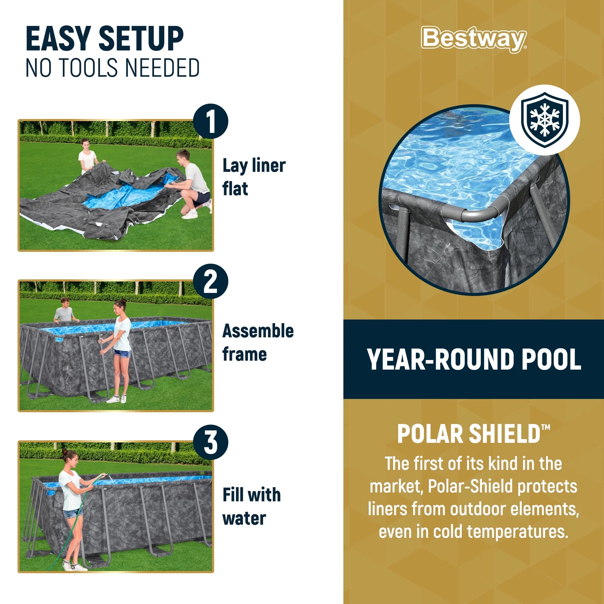 Bestway APX 365 31'4" x 16' x 52" Rectangular Above Ground Swimming Pool