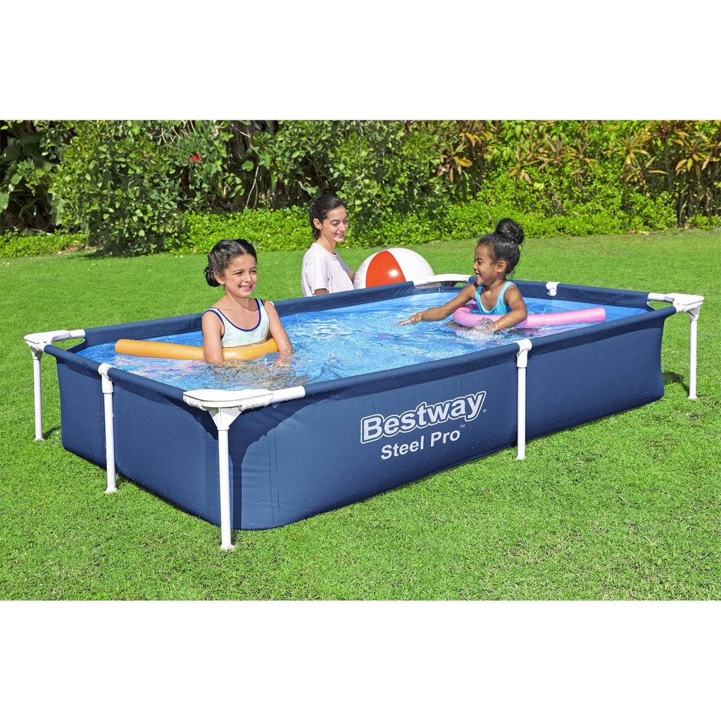 Bestway Steel Pro 87" x 59" x 17" Rectangular Above Ground Swimming Pool