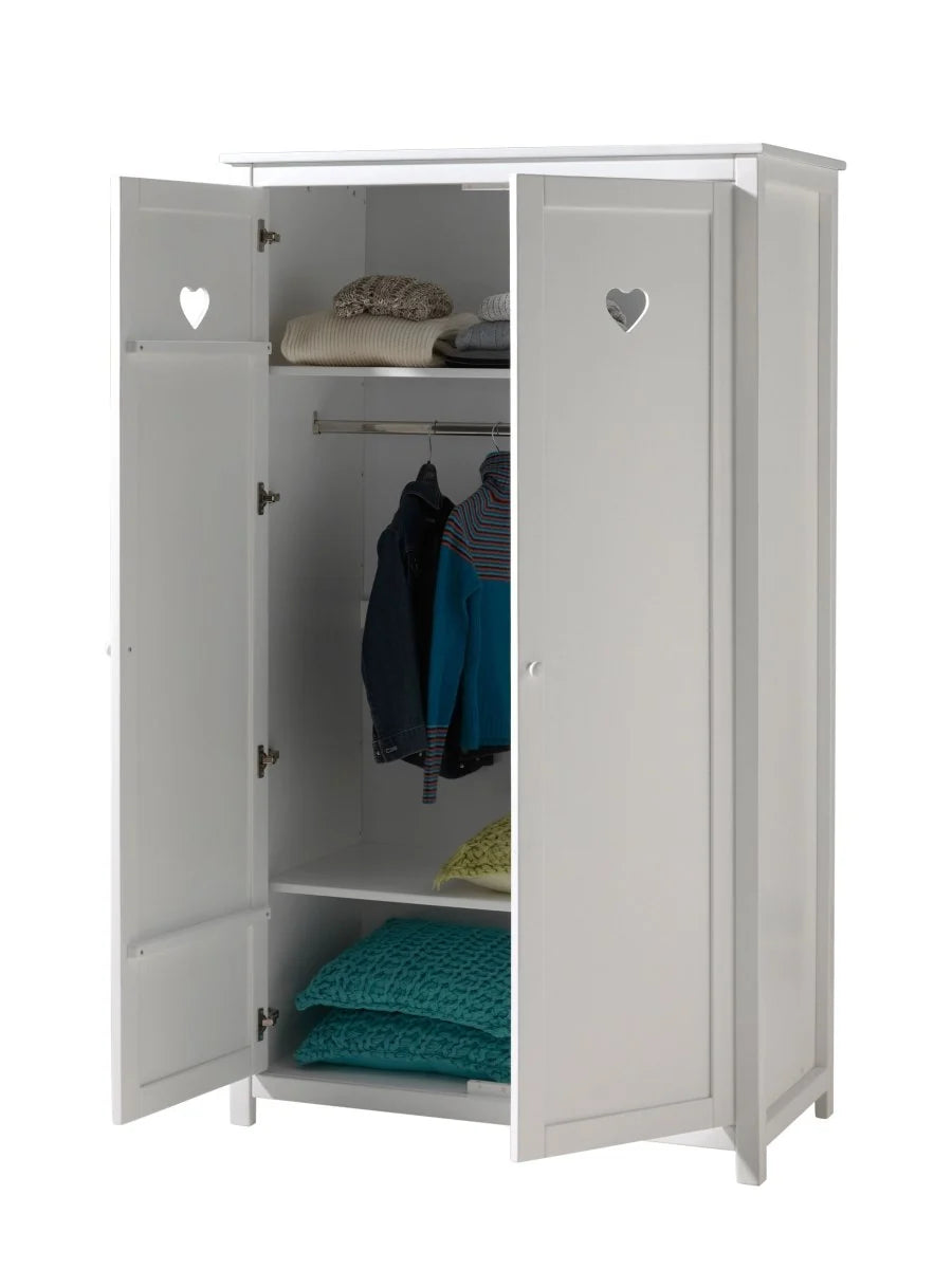 Armoire enfant blanche 2 portes avec fermeture douce et étagères