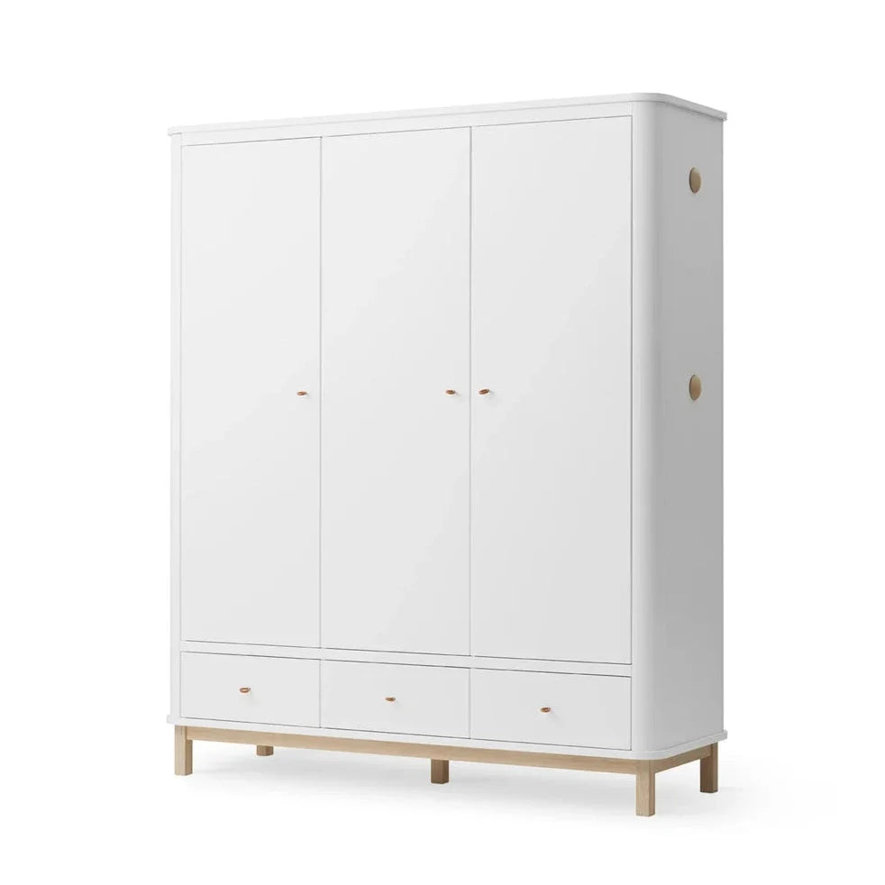 Armoire 3 portes avec penderie, tiroirs et étagères modulables